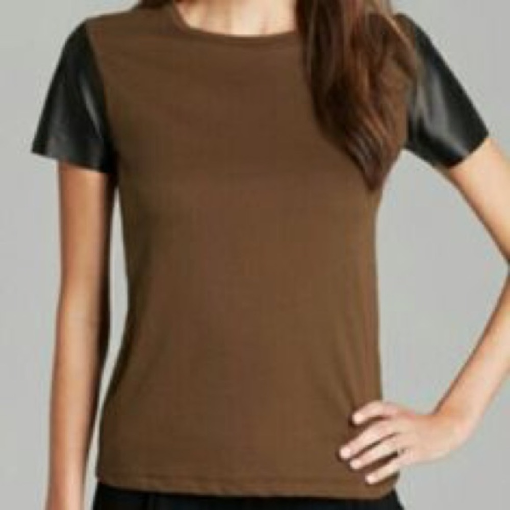 short sleeve with leather